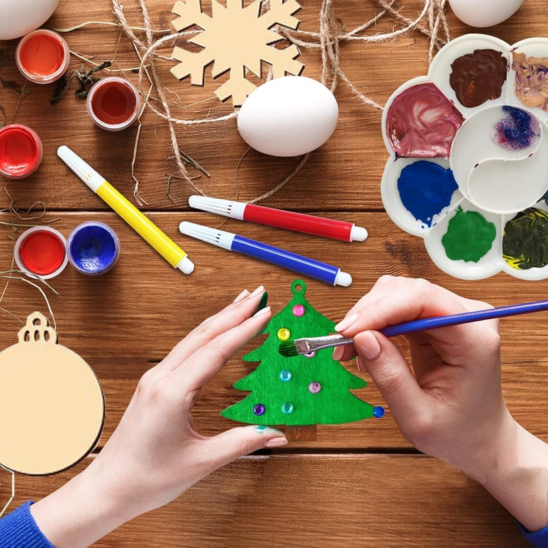 Collabell Christmas Wooden Painting Craft Kit, Paint Your Own Xmas Ornaments, Unfinished Wood Slices Christmas Crafts for Kids Adults, Art and Craft Supplies for Christmas Tree Hanging Decorations - Image 4